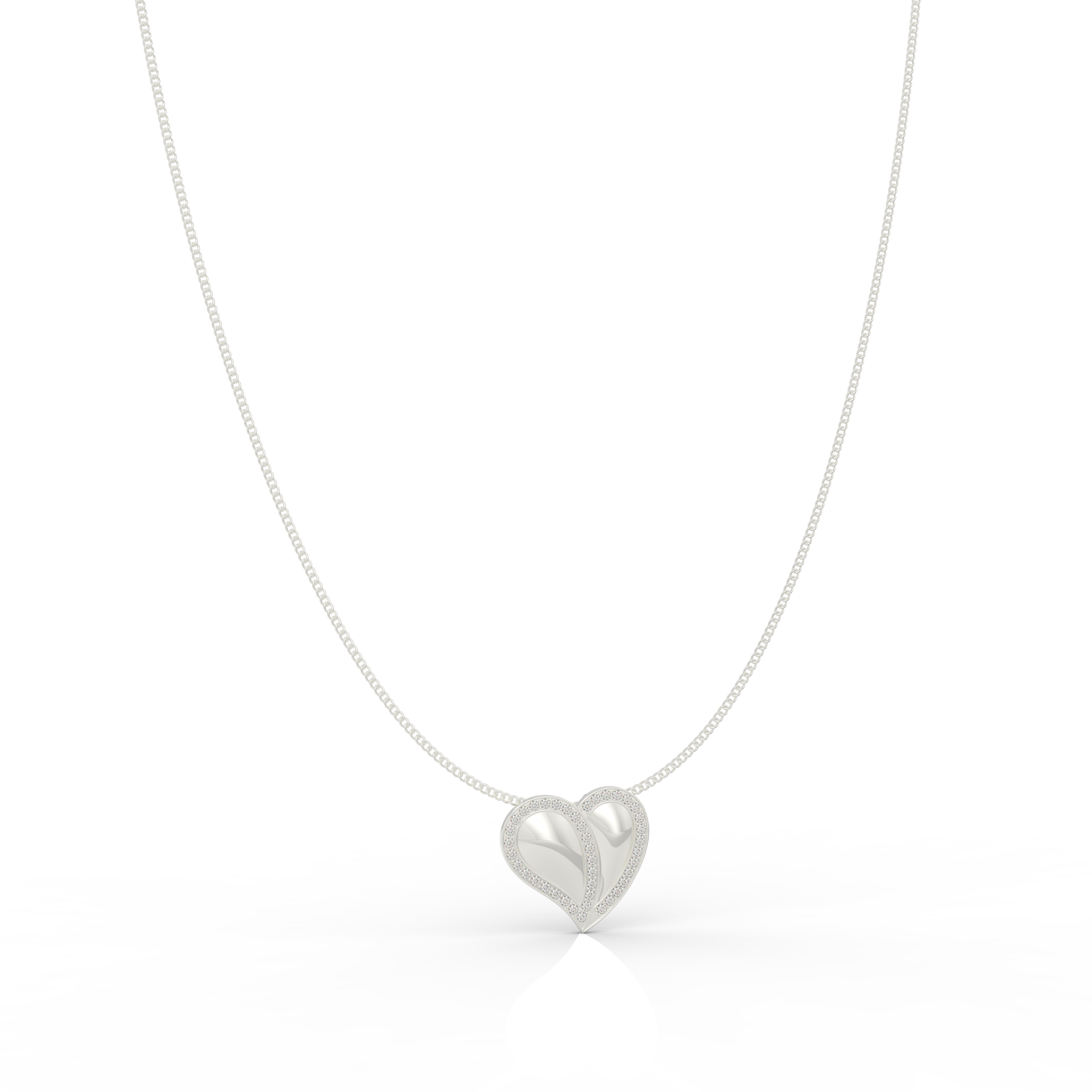 Cute Heart Shaped Pendant With Chain - Hallmarked 925 Sterling Silver